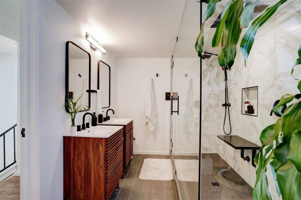 Bathroom Remodel with Frameless Shower and Double Vanity